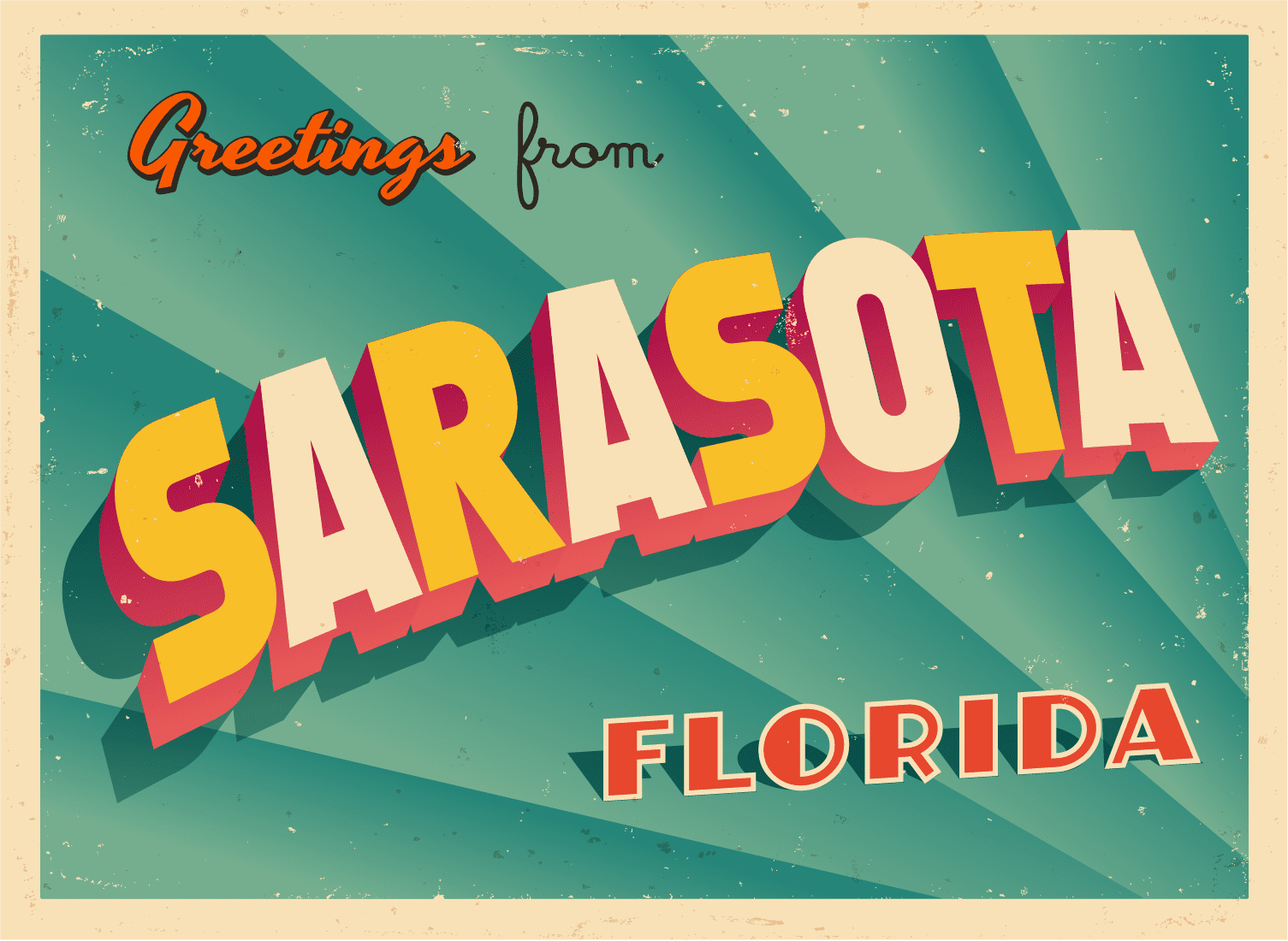 Greetings post card from Sarasota Florida